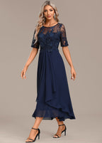Lorraine | Navy Lace Midi Dress