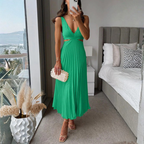 Haley | Women's Pleated V-Neck Maxi Dress