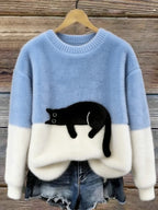 Aileen™ | Elegant Cat Print Oversized Sweater