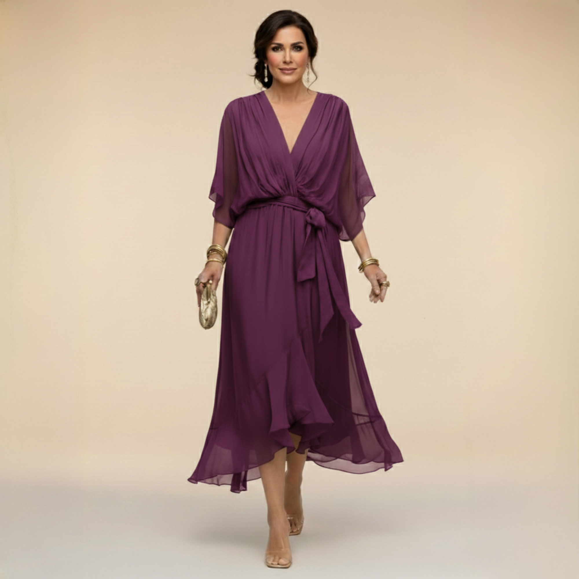 SORENA | ELEGANT V-NECK MAXI DRESS
