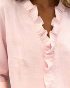 Charlotte | Ruffle Blouse with V-Neck and Long Sleeves