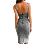 Tatiana™ | Slim-Fit Denim Side Slit Midi Dress