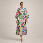 CLEMENTINE | Floral Midi with Sculpted Waist and Airy Elegance