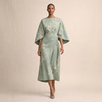 CLEMENTINE | Floral Midi with Sculpted Waist and Airy Elegance