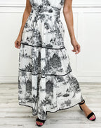 Marcelline| Timeless Toile Maxi – Elegant Flattering Comfort with Effortless Flow