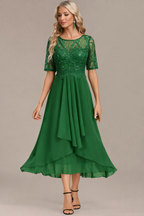 Lorraine | Navy Lace Midi Dress