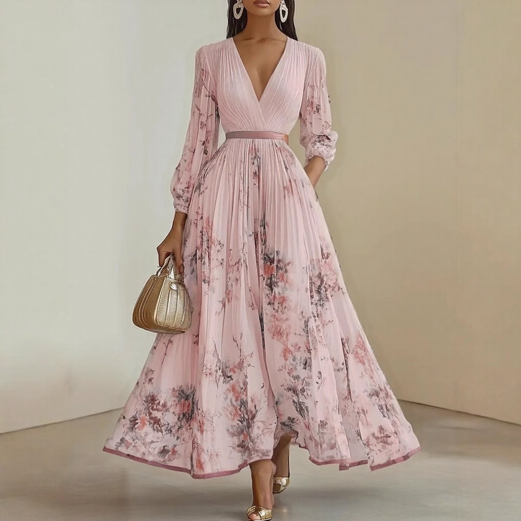 Elaine | Elegant Pleated Maxi Dress