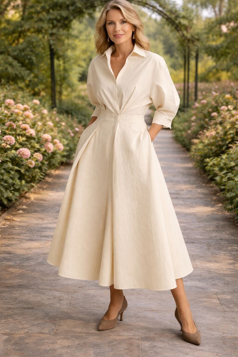 Romilly™ | Wrap-Front Flowing Midi Dress