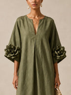 JUNIPER | Flowy Maxi Dress with Rose-Cuff Sleeves