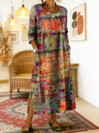 Manuela | Printed Dress with Ethnic Patchwork