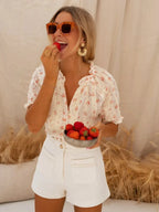 Zerivelle | Floral Puff Sleeve Blouse – Lightweight Summer Top for Women