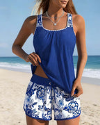Marie™ | Printed Tankini Top and Shorts Two-Piece