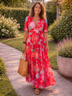 Lana - Sleeveless V-Neck Floral Midi Dress