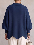 Isadora™ | Oversized Collared Cardigan With Large Metal Buttons