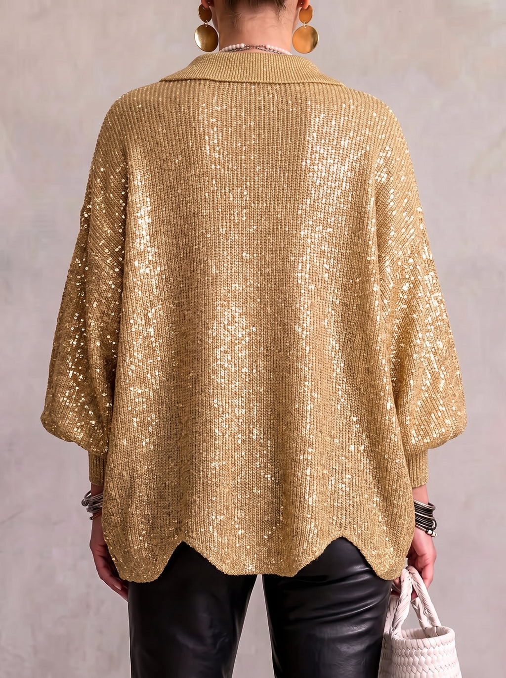 Isadora™ | Oversized Collared Cardigan With Large Metal Buttons